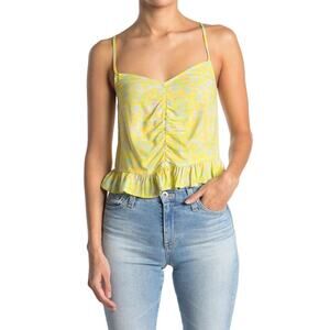 Abound Peplum Crop Cami Top Womens XXS 2XS Multi Tarry Floral Ruched Front Strap